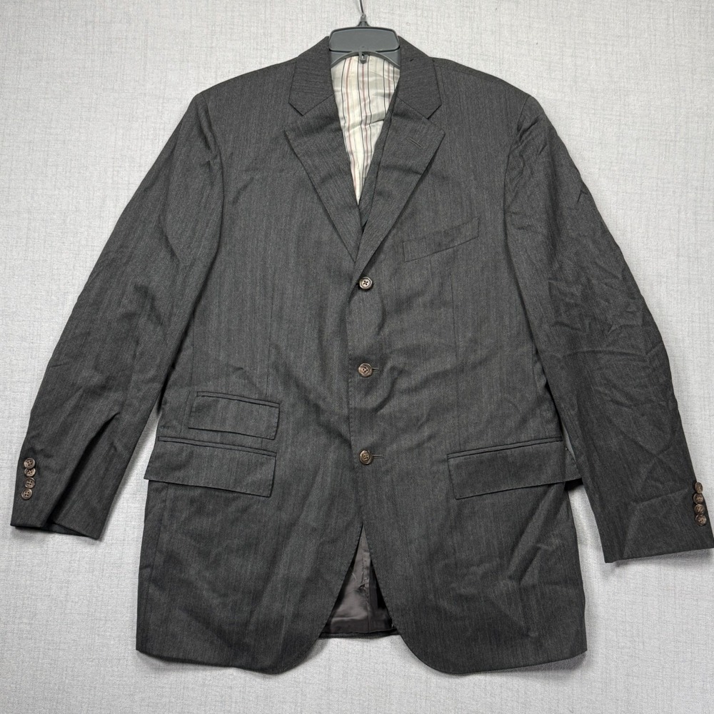 Polo Ralph Lauren 3 Button Jacket Gray Pinstripe‎ Wool Lined Vest Combo 44L